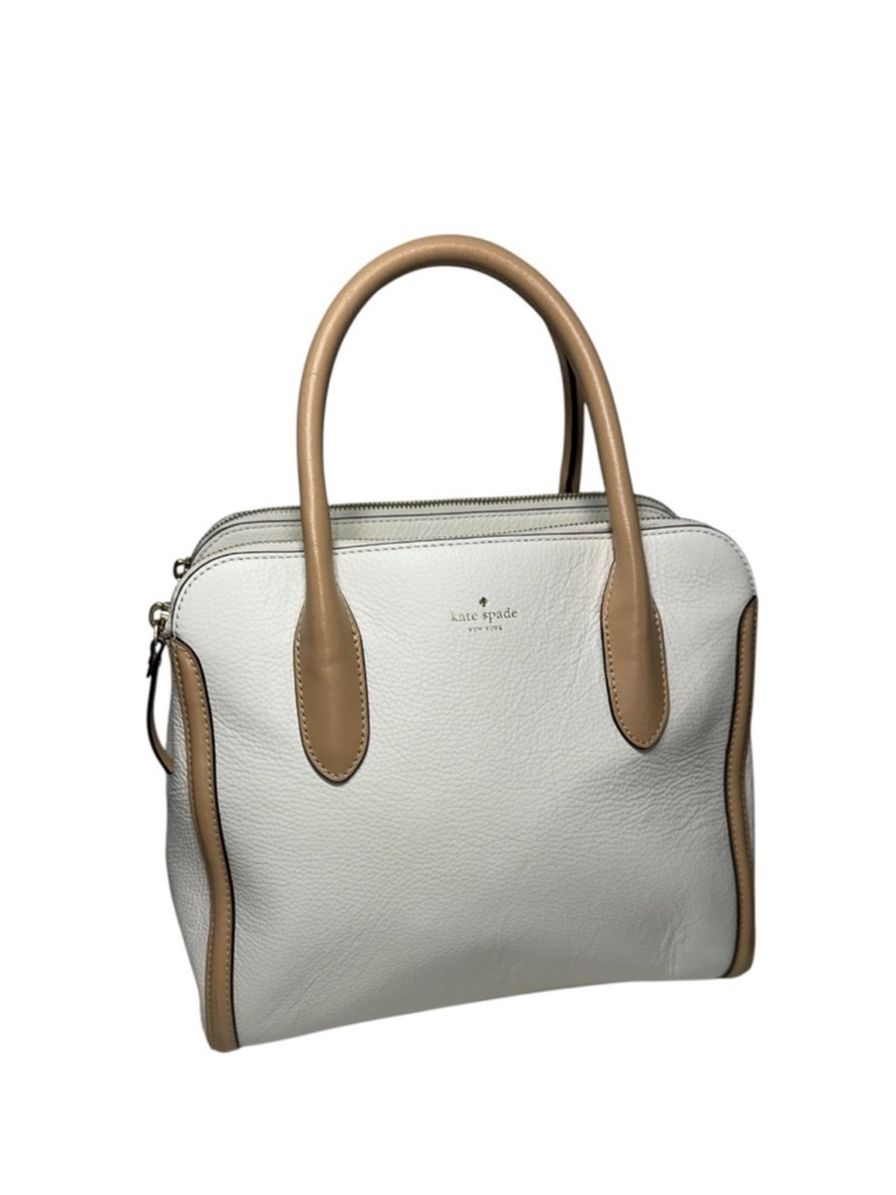 Kate Spade NY Queeny Carolina Lane Creme Natural Pebble Leather Satchel Bag